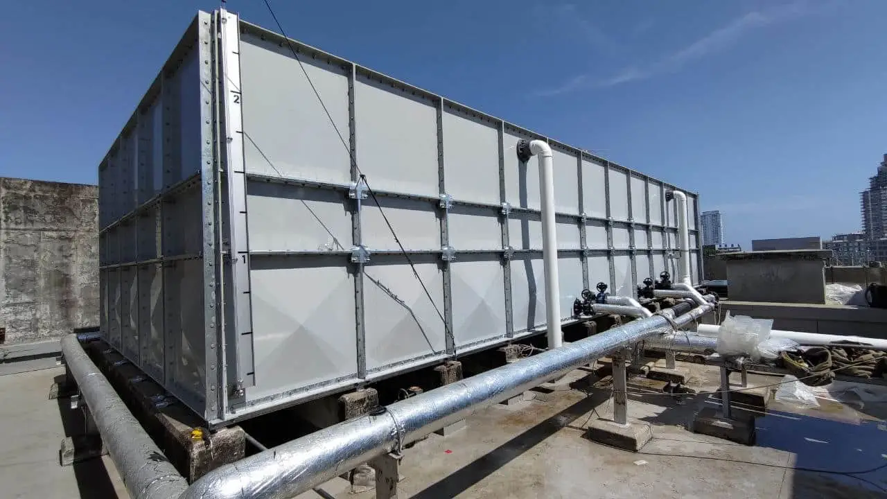 FRP water tank installation in Aeon Mall Cambodia