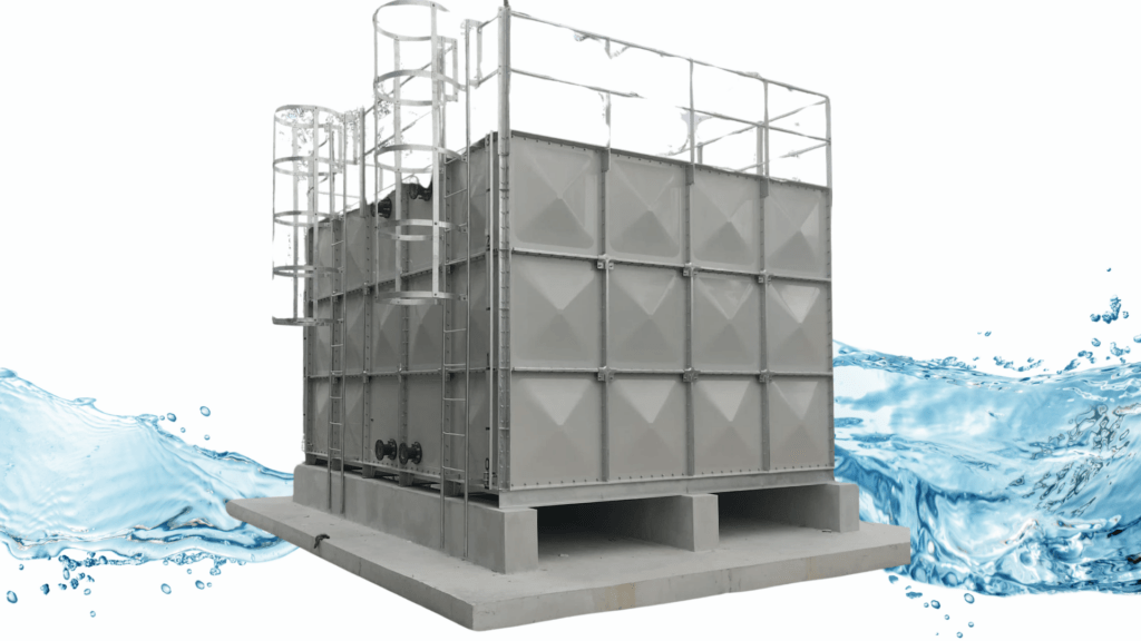 FRP GRP Water Tank with Water Background for design purposes