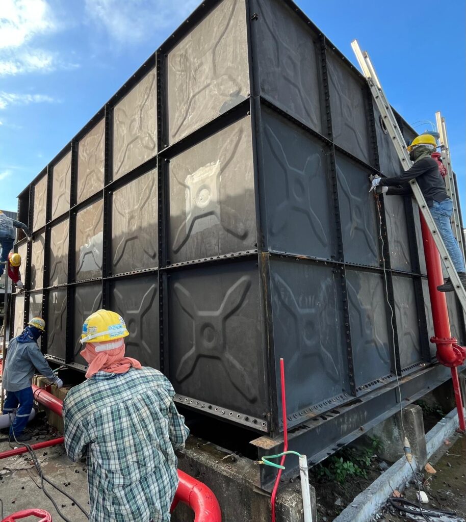 stainless-steel water tank dismantling and displacement by our experienced team here in singapore