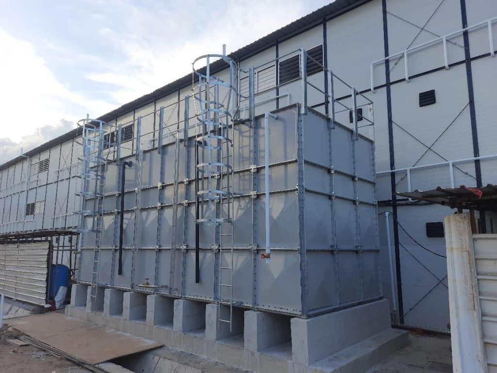 Panel based FRP water tank in Singapore installed by our team here