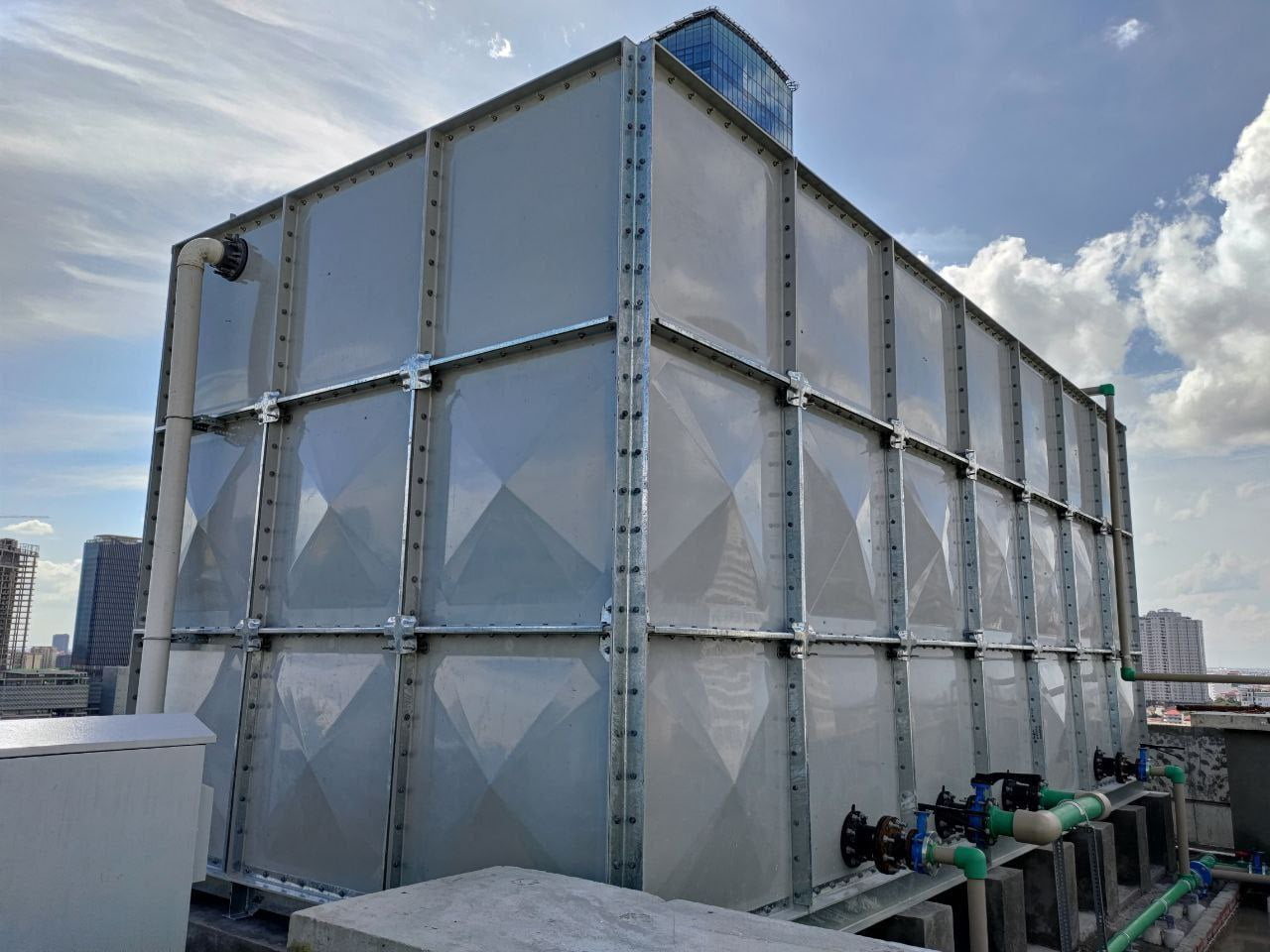 GRP Water Tank Installation at Wing Tower 1