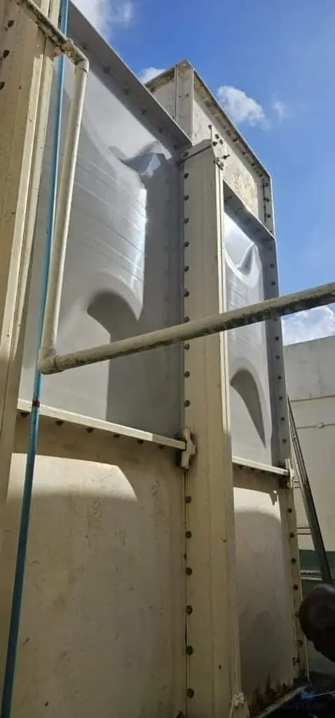 FRP water tank repair at Meralodge, Singapore – newly installed FRP panels and support frame
