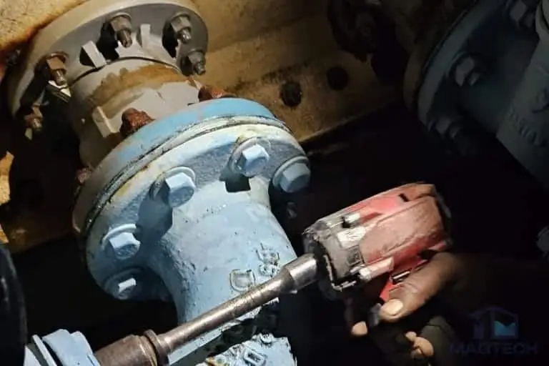 Broken balancing flange - FRP Water Tank Repair at Quartz Industrial Feat