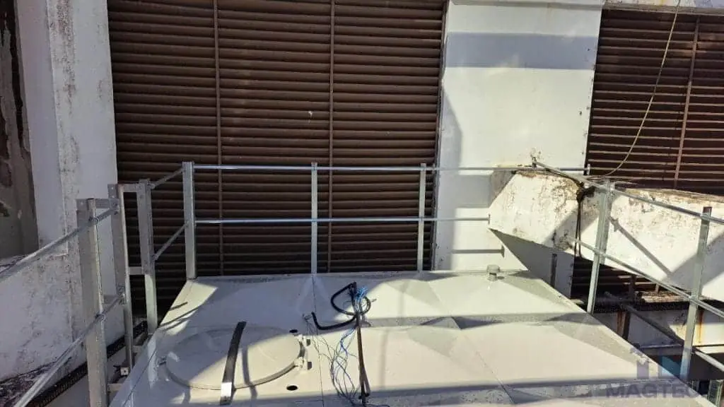 FRP/GRP domestic water tank replacement at One Finlayson Green, Singapore – roof panels of the existing tank after replacement