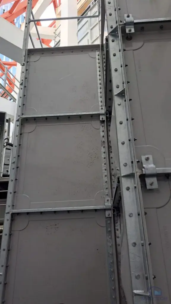 Insulated FRP water tank replacement at Resorts World Sentosa, Singapore - completed sectional tank with external steel support frame