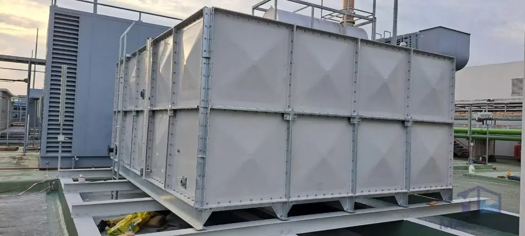 FRP/GRP water tank installation for Project Epsilon, Singapore – completed sectional tank