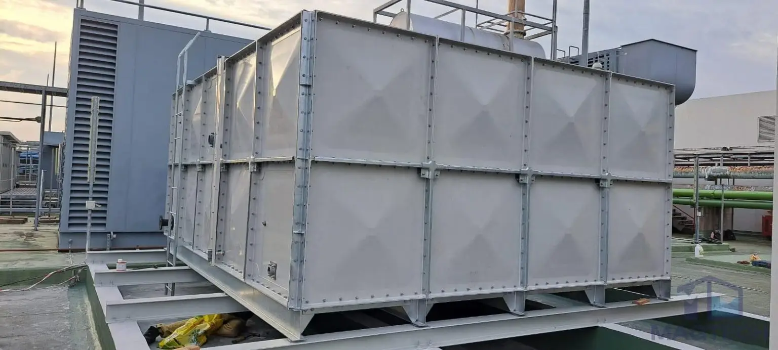 FRP/GRP water tank installation for Project Epsilon, Singapore – completed sectional tank