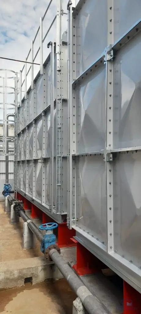 FRP Water Tank Replacement at Royal Plaza Hotel - side view of the completed FRP tank