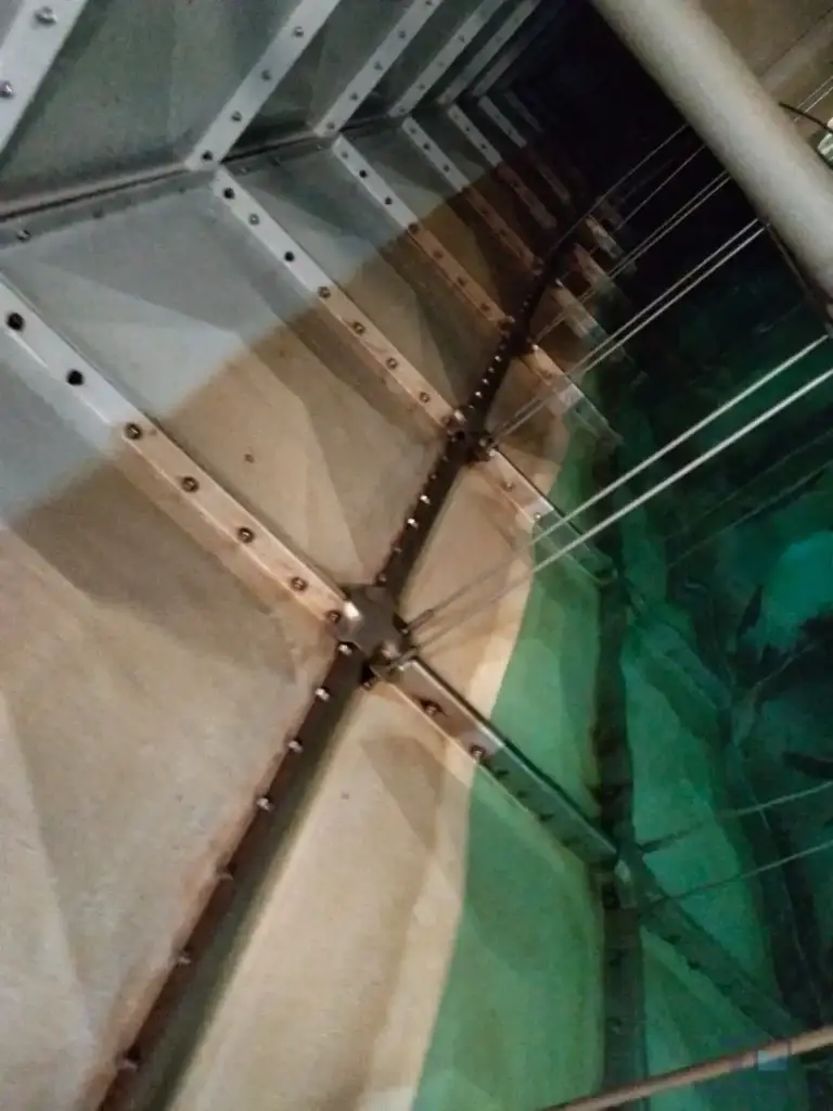 FRP sectional water tank repair at Southbank, Singapore – inspection of internal panels and bracing