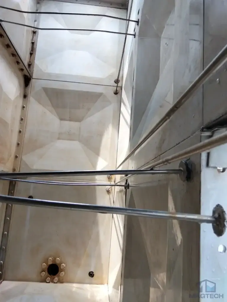 FRP sectional water tank repair at Southbank, Singapore – internal view of the existing tank compartment