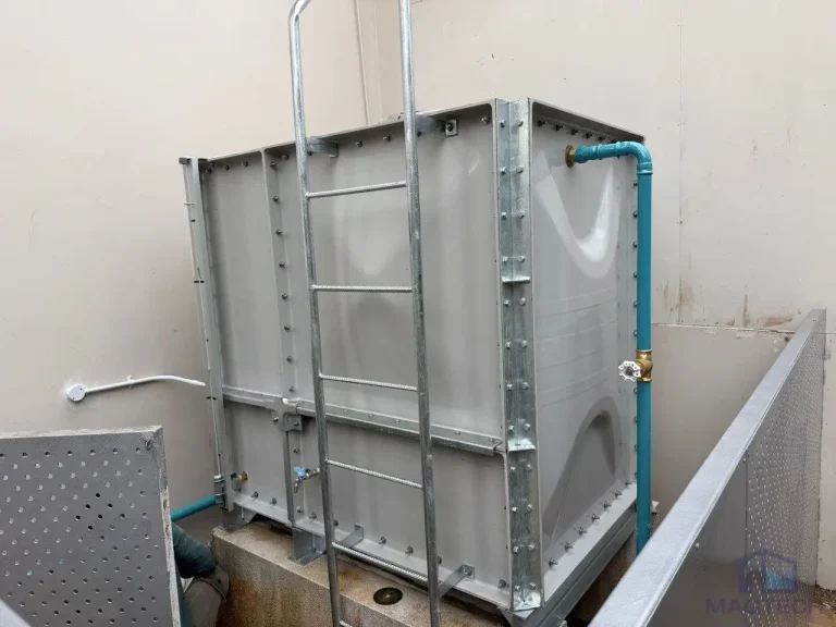 FRP water tank replacement at 6 Chestnut Close Singapore - new tank installed with inlet pipework
